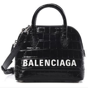 Balenciaga XXS Ville Calfskin Crocodile Embossed